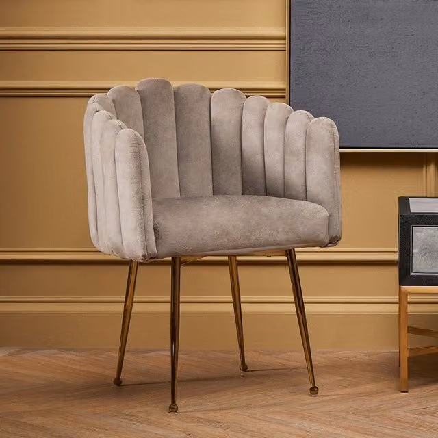 Orsina Modern Brown Mink Velvet Dining Chair with Gold Metal Legs – 2