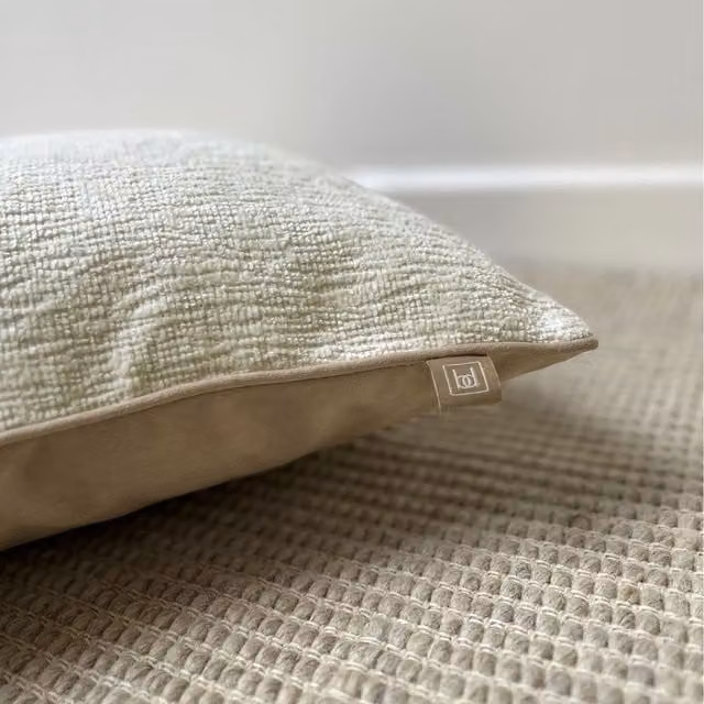 Belgravia Decor Small Square Chenille Cushion in Cream and Beige