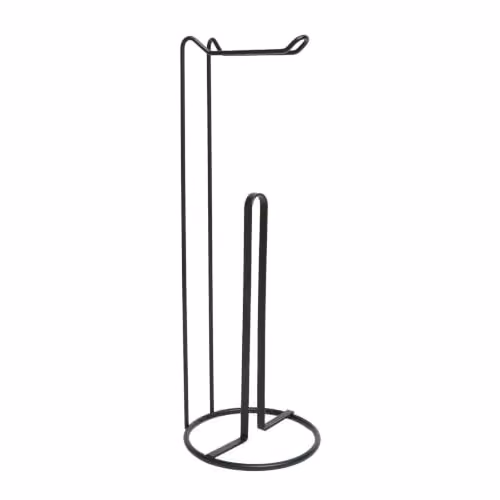 OHS Stainless Steel Freestanding Toilet Roll Holder and Spare Roll Organiser in Black