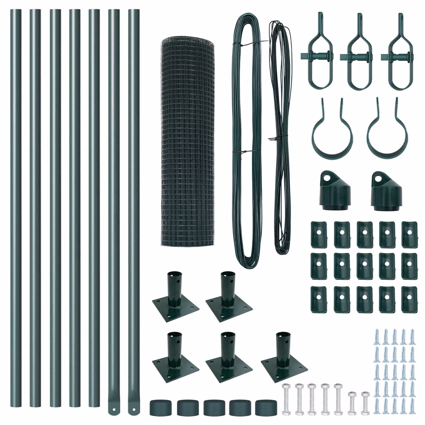 Berkfield Home Green Steel Welded Wire Fence with 7 Flanged Posts, W: 0.4 m, L: 10 m – 5