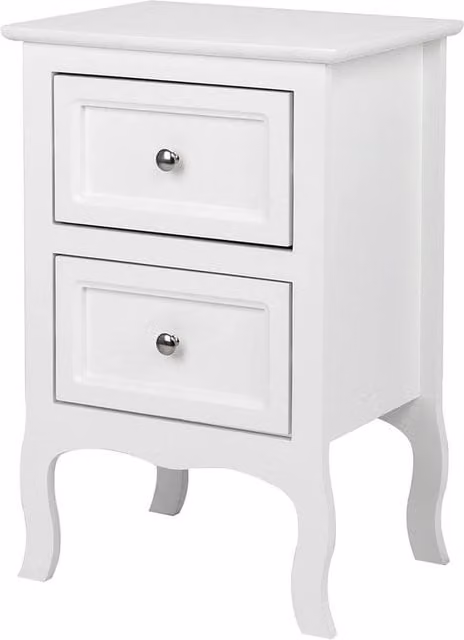 KORVIXA 2-Drawer Small Bedroom Side Table in White, W/D/H: 100 x 100 x 60.1 cm