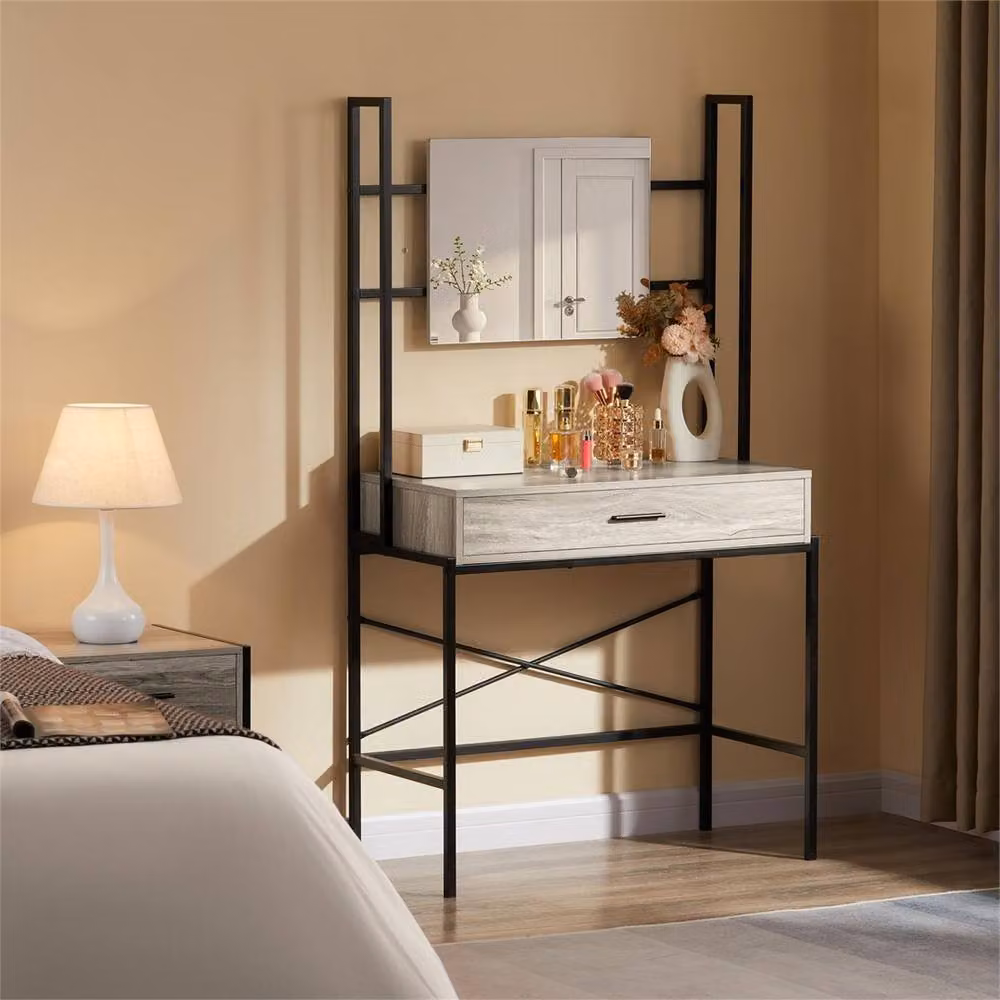 SPETLEK Grey Industrial Wooden Dressing Table Vanity W/D/H: 100 x 60 x 150 cm – 3