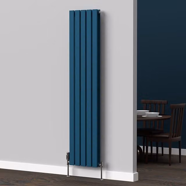Lux Heat Flat Coloured Vertical Radiator in Galaxy Blue, H 160 cm x W 35 cm