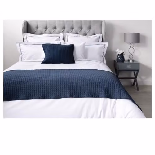 Belledorm Crompton Quilted Bed Runner in Blue, W: 220 cm, D: 70 cm