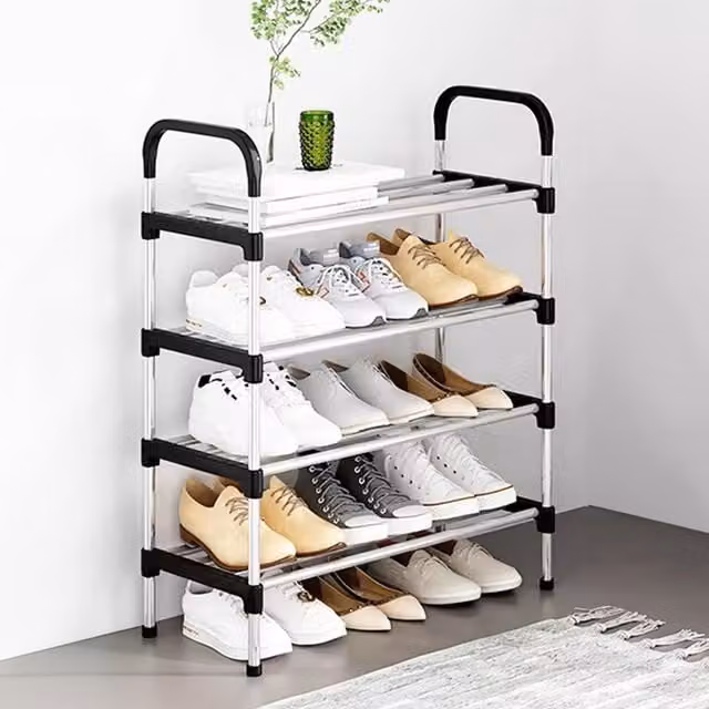 Lifeideas Multi-Tier Metal Shoe Rack, Black, Width: 80 cm