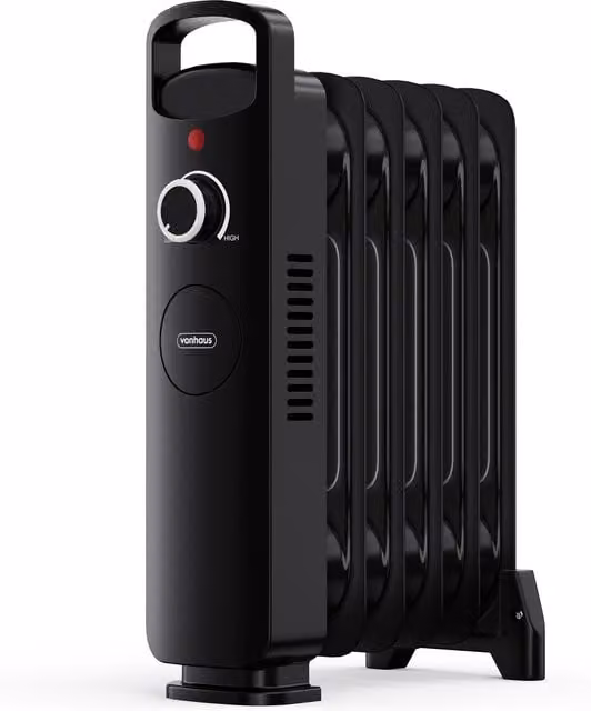 VonHaus 800W 6 Fin Oil Filled Radiator in Black