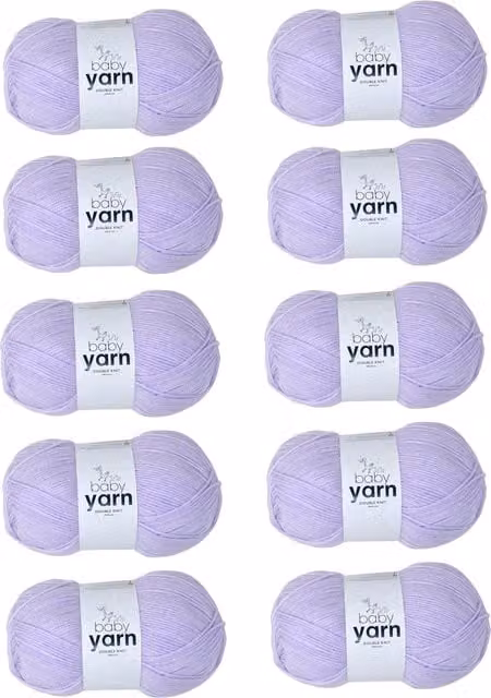 Korbond Baby Yarn, Lilac, 10 x 100g Pack