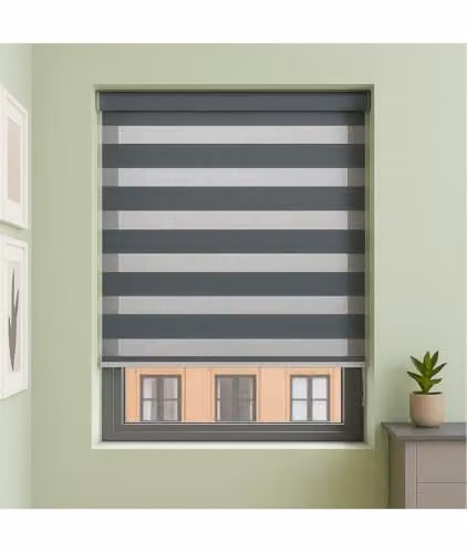 New Edge Blinds Slate Grey Zebra Day and Night Roller Blind, W: 70 cm, H: 165 cm – 2
