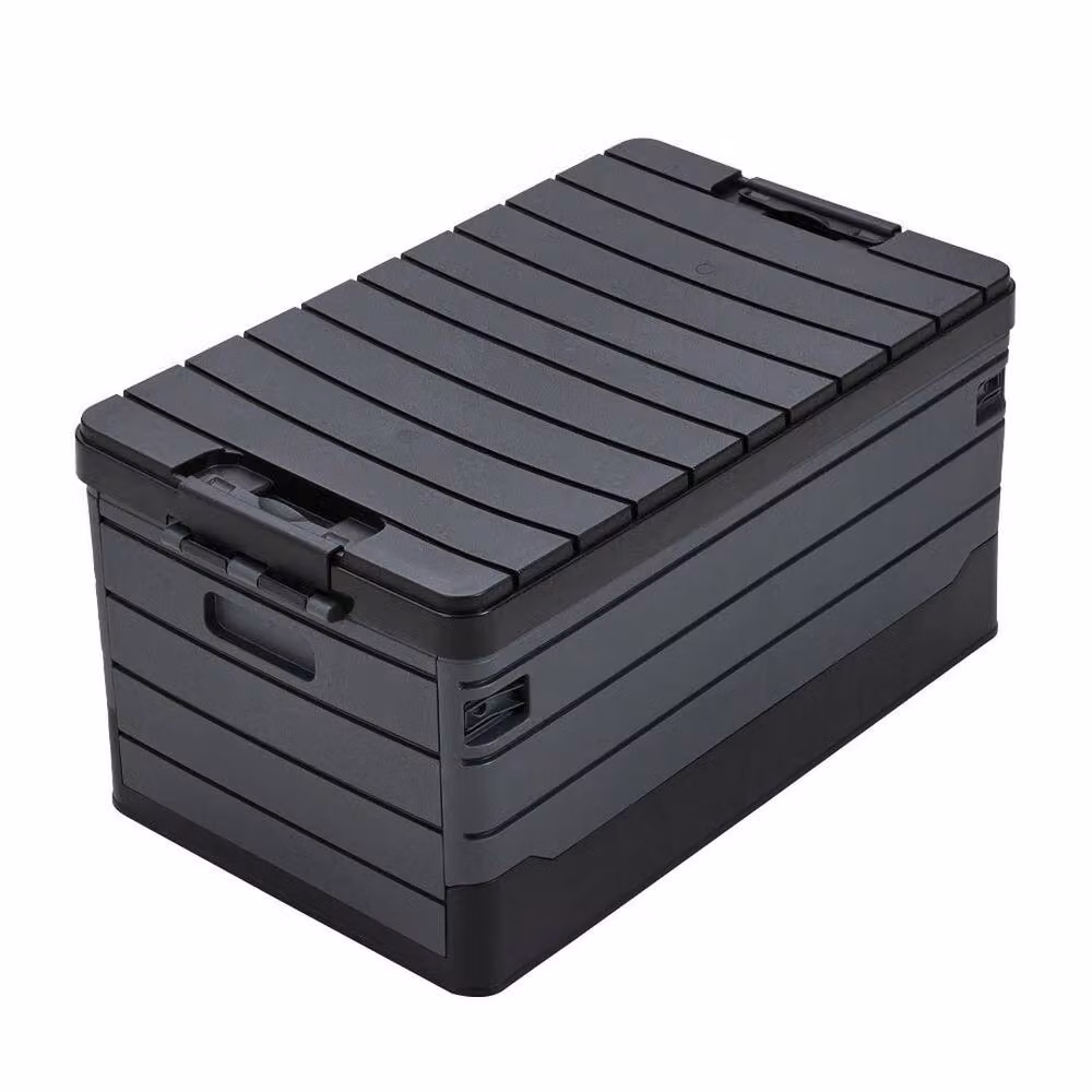 SPETLEK Large 60L Folding Collapsible Plastic Storage Crate Box in Grey – 3