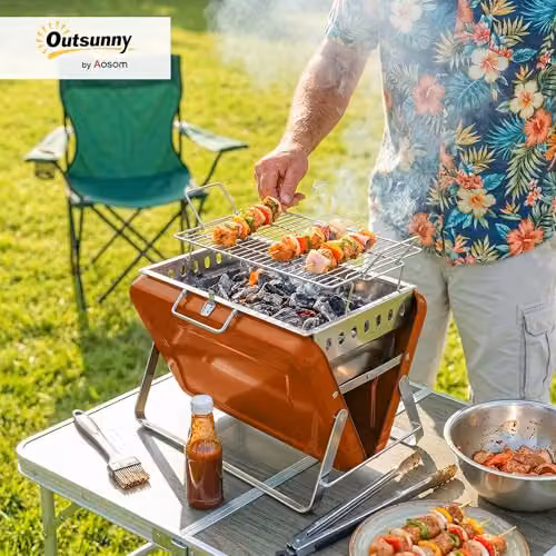 Outsunny Portable Tabletop Charcoal BBQ Grill in Orange – 2