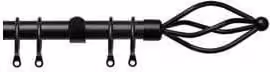 New Edge Blinds Metal Crown Final Metal Curtain Pole Set in Black, Width: 150 cm - 280 cm