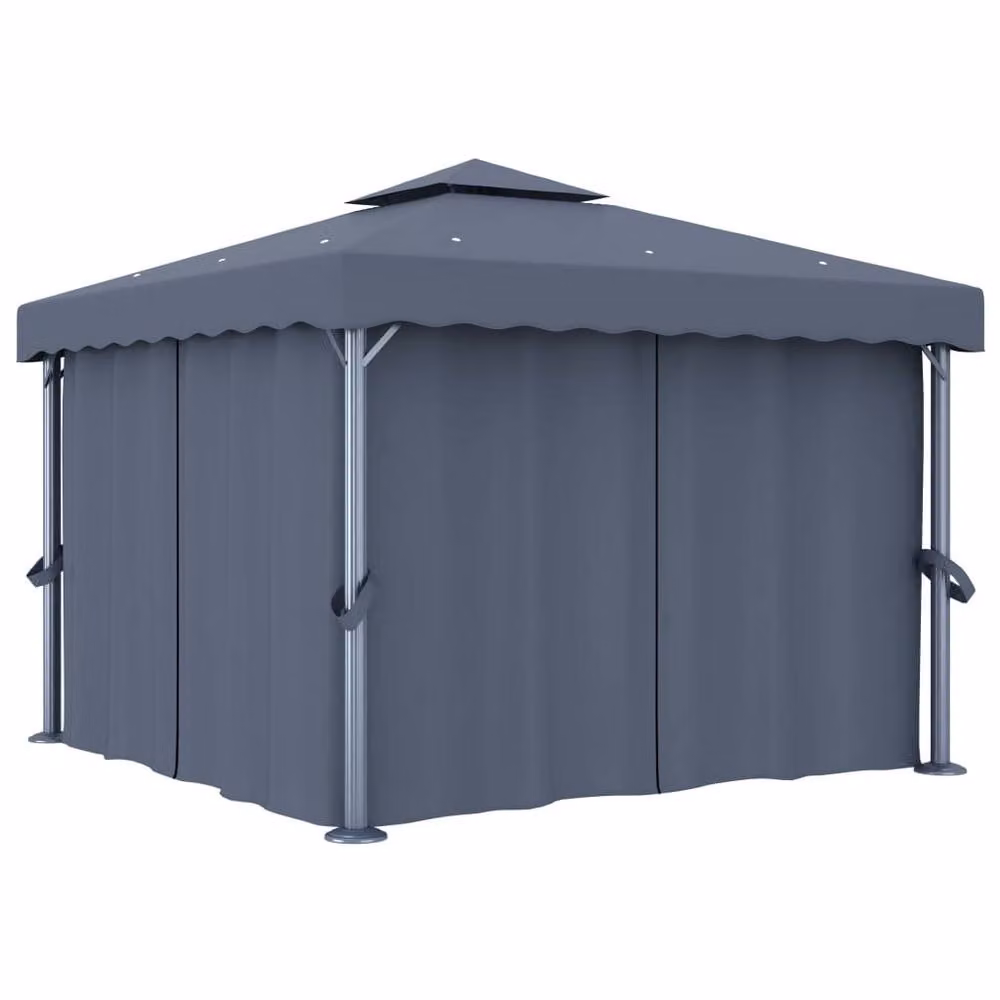 Berkfield Home Anthracite Aluminium Gazebo with Curtains, W/D/H: 300 x 300 x 265 cm, Dark Grey – 2