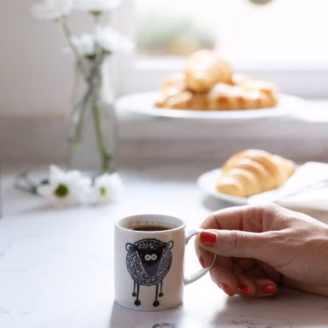 Kitchencraft Set of 6 White Porcelain Sheep Espresso Cups