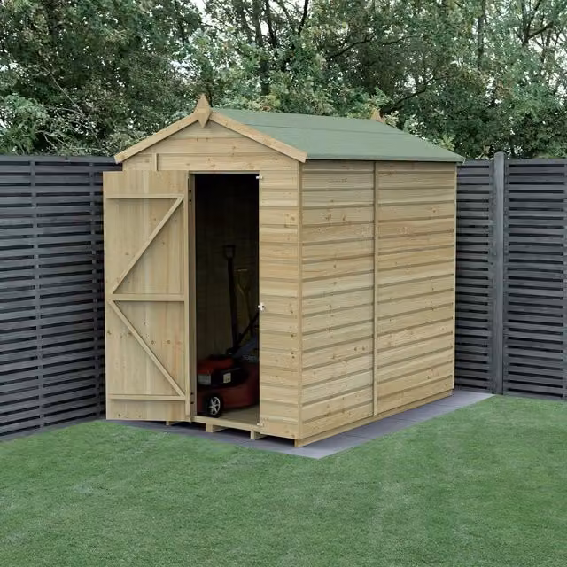 Beckwood Apex Wood Garden Shed with Window in Brown, W: 152.4 cm x D: 213.36 cm