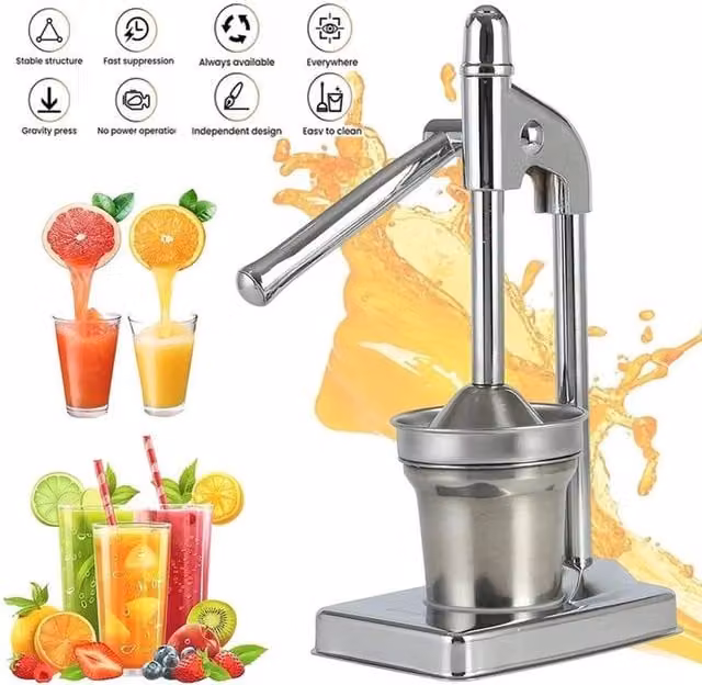 SPETLEK Manual Citrus Fruit Hand Press Squeezer in Silver Stainless Steel