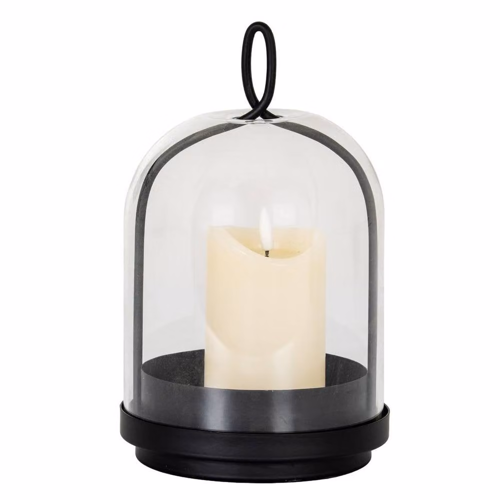 Lemon Pavilion Nysa Medium Candle Holder with Glass Cloche, Black, W: 15 cm, D: 15 cm, H: 25 cm – 2