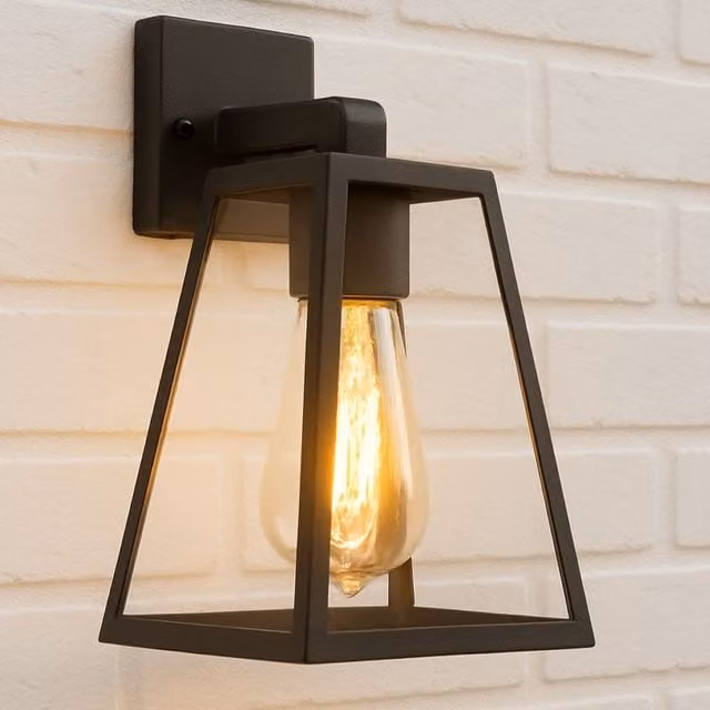 CGC Lighting Callie Black Outdoor Wall Light with Transparent Glass Diffuser