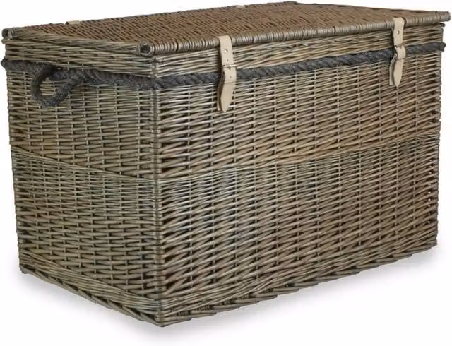 Large Red Hamper Wicker Storage Basket with Handles – 1