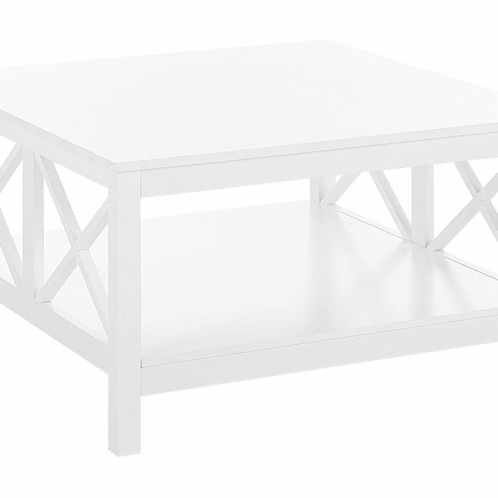 Wyld and Coco Coastline White 2-Tier Square Coffee Table, W: 80 cm, D: 80 cm, H: 45 cm – 2