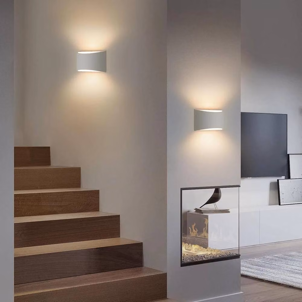 EONLION Set of 2 Modern White Plaster LED Wall Lights with Warm White Up and Down Lighting for Hallways and Bedrooms – 3
