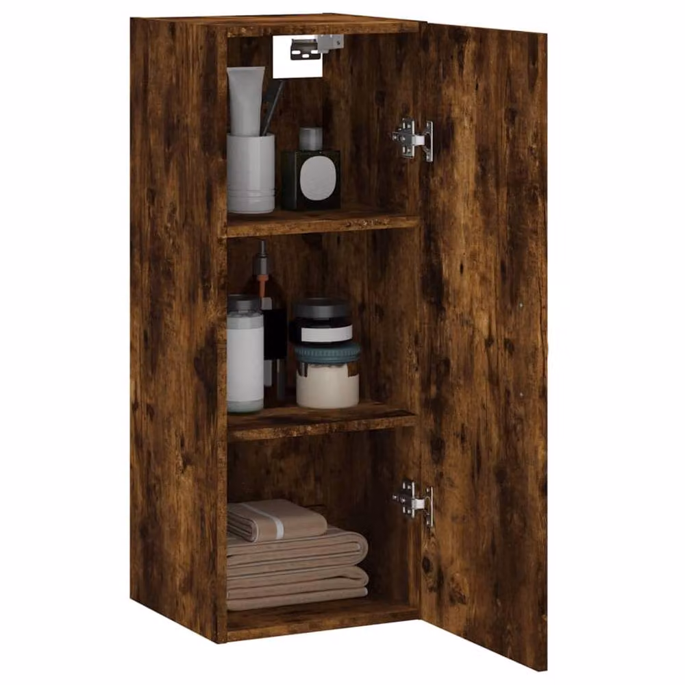 Berkfield Home Wall Mounted Smoked Oak Cabinet in Brown, W/D/H: 34.5 x 34.5 x 90 cm – 4