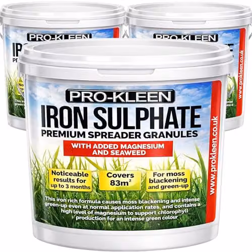 Pro-Kleen Iron Sulphate Spreader Granules with Magnesium and Seaweed, 3 x 2.5kg – 2