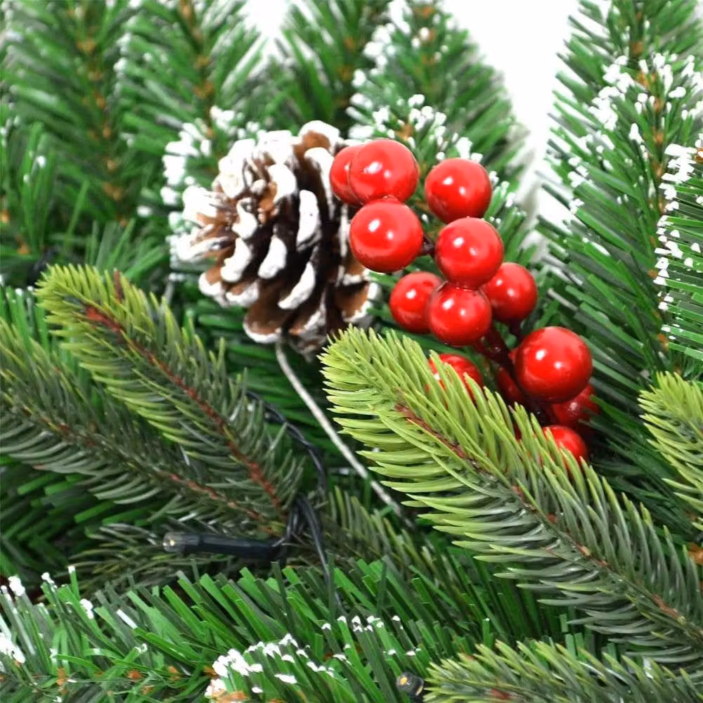 Shatchi Green Christmas Wreath with Berries, Pine Cones and Frosted Tips, Diameter: 55 cm – 3