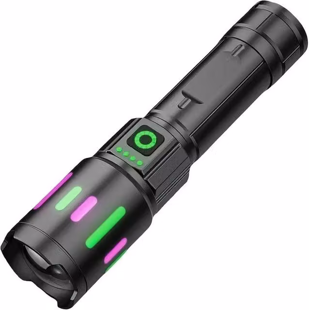 NESTLUNE Super Bright LED Flashlight Spotlight Torch with USB Charging in Black – 1