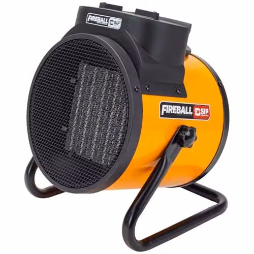 SIP FIREBALL Turbofan 3001 Ceramic Electric Fan Heater, 2800W, W: 26.5 cm, D: 21 cm, H: 29 cm, Orange and Silver
