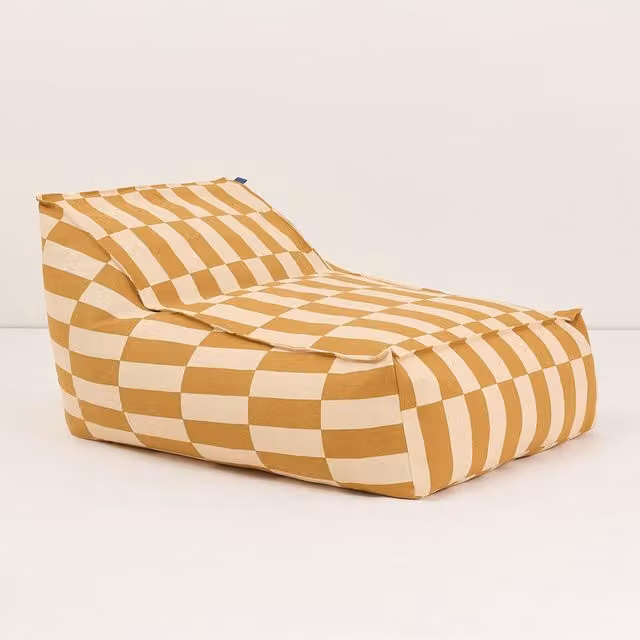 Nobodinoz Vibes Long Beanbag in Mustard and Sand Tiles