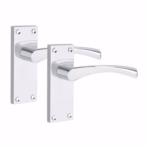 Golden Grace Astrid Victorian Scroll Door Latch Handles in Polished Chrome and Silver Zinc