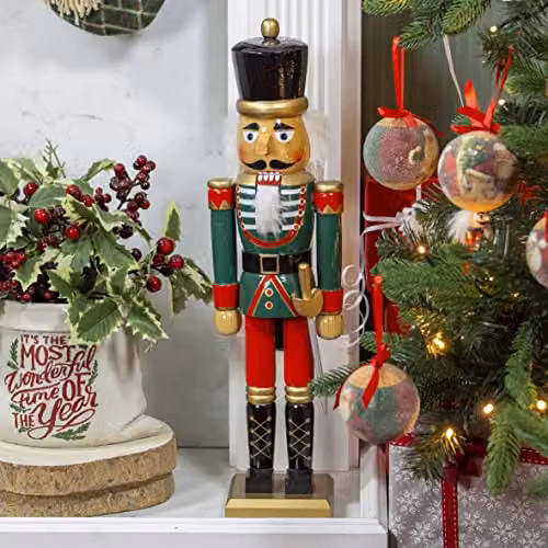 The Christmas Workshop 81560 Classic Wooden Nutcracker Soldier Christmas Decoration, Red, White and Green, Height: 50 cm – 5