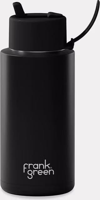 Frank Green Stainless Steel Vacuum Insulated Water Bottle with Straw, 1 l, Black