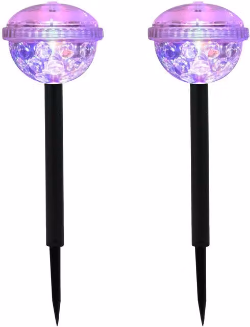 Gardenwize Pack of 2 Multicolour Solar Disco Stake LED Lights with Dusk Sensor