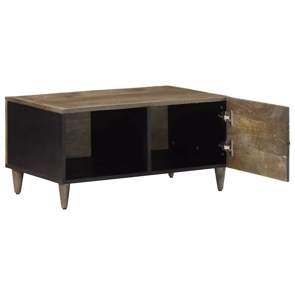 Berkfield Home Light Grey Mango Wood Coffee Table W: 80 cm, D: 50 cm, H: 40 cm – 2