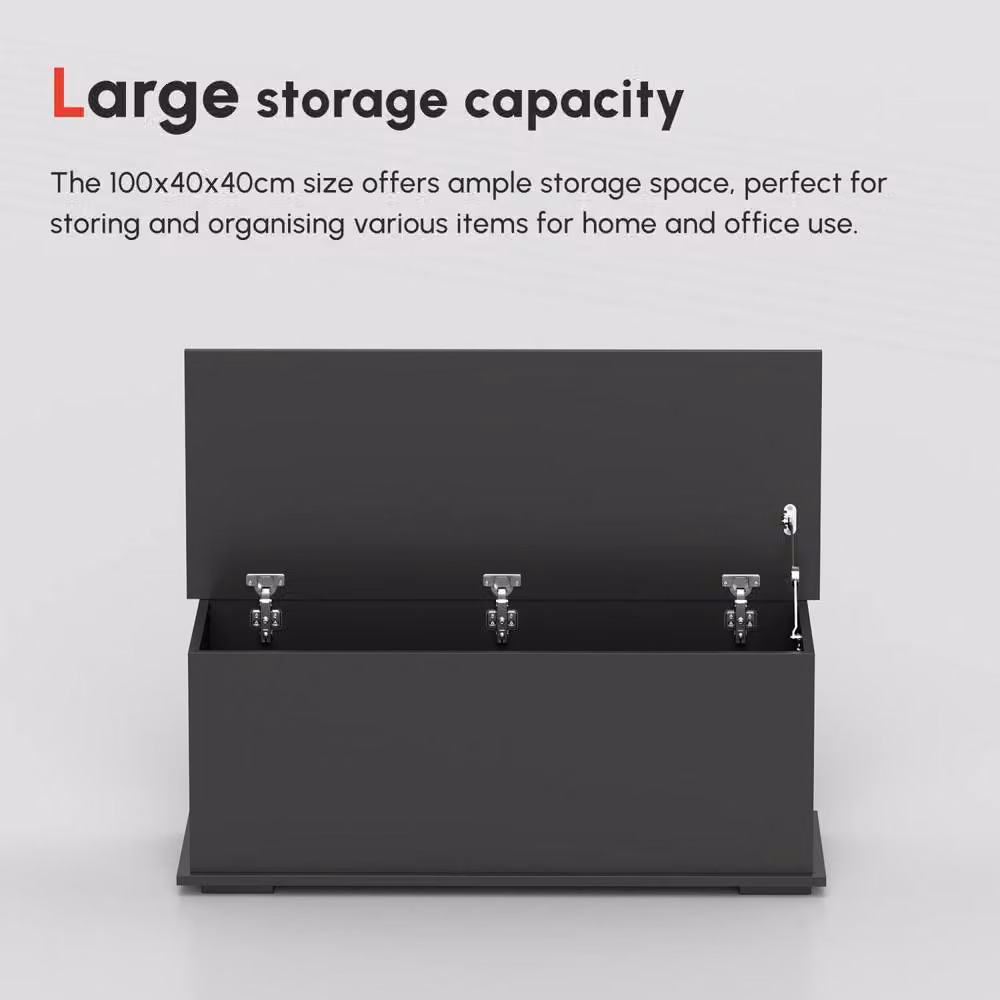 Wyld Haus Leretteo Large 113L Black Plastic Storage Chest with Flip Top Lid and Safety Hinges – 7