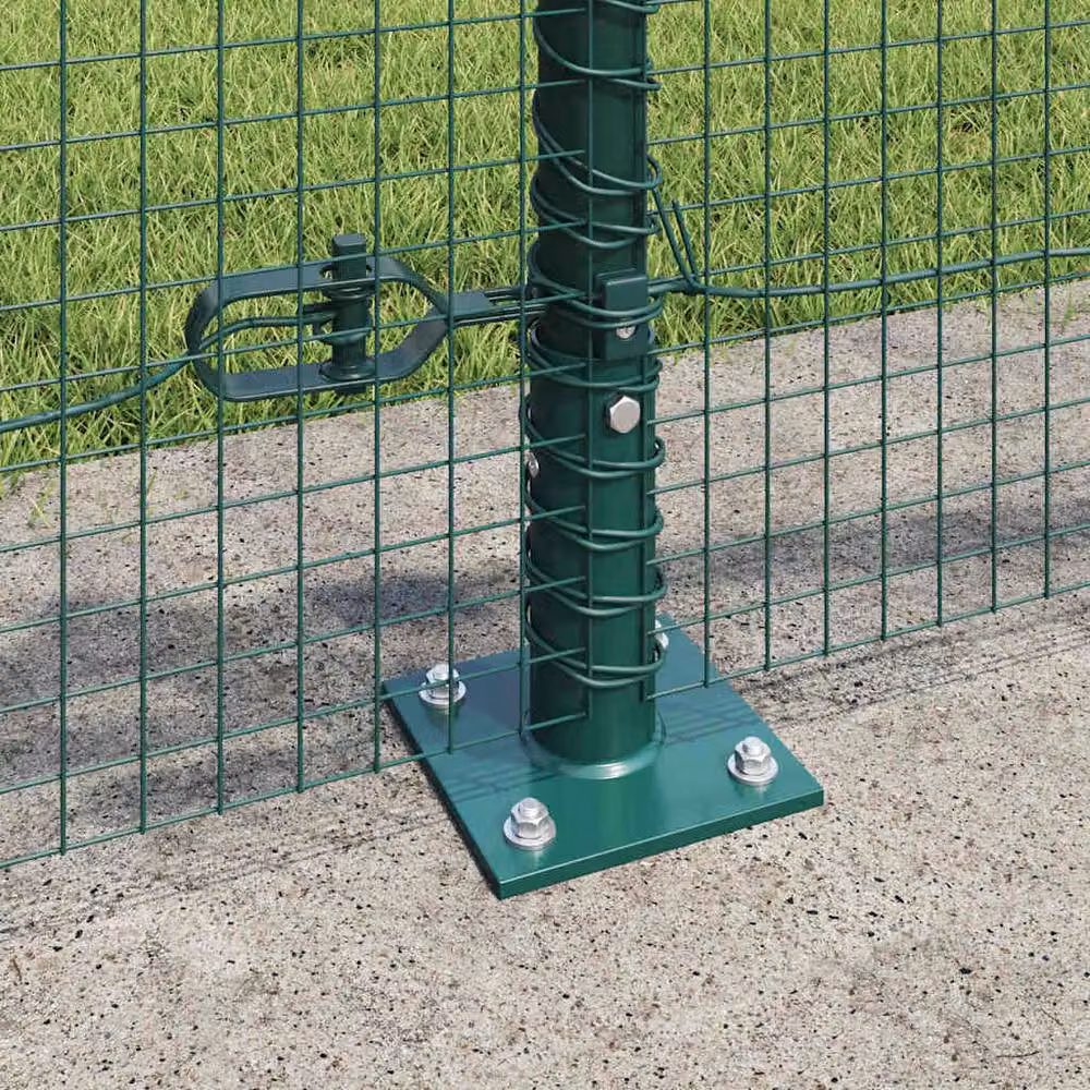 Berkfield Home Green Steel Welded Wire Fence with 13 Flanged Posts, W: 0.4 m, L: 25 m – 3