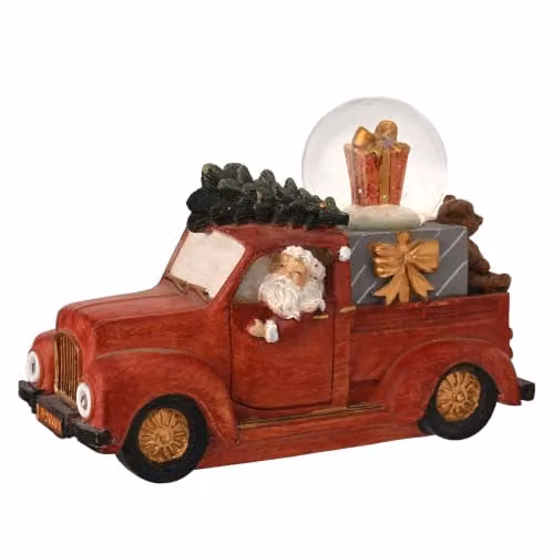 Widdop and Co Regal Tidings Santa Van Red Christmas Snow Globe Tabletop Vintage Style