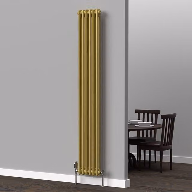 Lux Heat Vertical Coloured Column Radiator in Metallic Gold, H 180 cm x W 29 cm