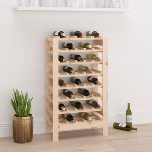 vidaXL Brown Solid Pine Wood Wine Rack, W/D/H: 61.5 x 30 x 107.5 cm – 2