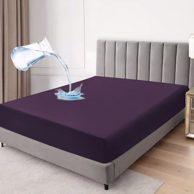 Cotton Passion Waterproof Fitted Sheet, Purple, 180 x 200 cm