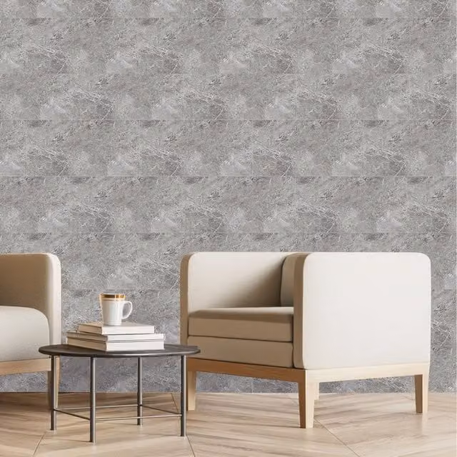 Komore 10 Piece Peel and Stick Abstract Marble Effect Adhesive Tiles in Grey
