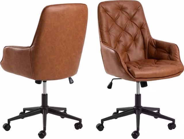 Furniture To Go Erik Gas Lift Swivel Task Chair in Brandy Brown Synthetic Leather