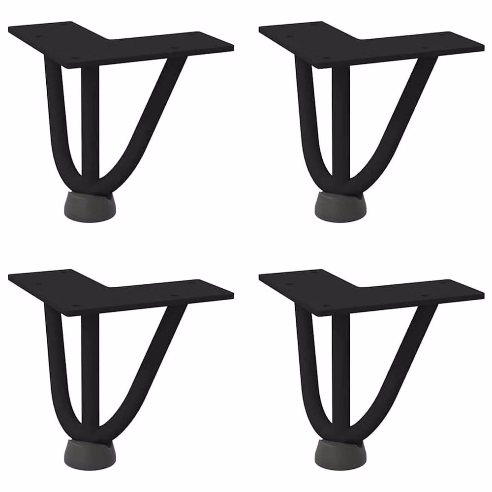 Berkfield Home Black Solid Steel Hairpin Table Legs, 4 Pieces, Height: 10 cm – 2