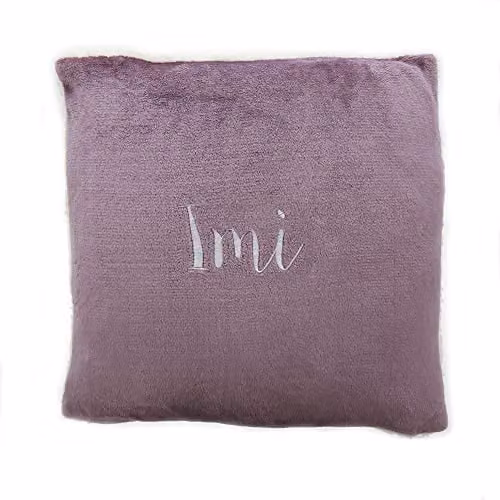 Duncan Stewart Personalised Sherpa Style Square Cushion in Purple and Cream, W/D/H: 45 x 45 x 45 cm