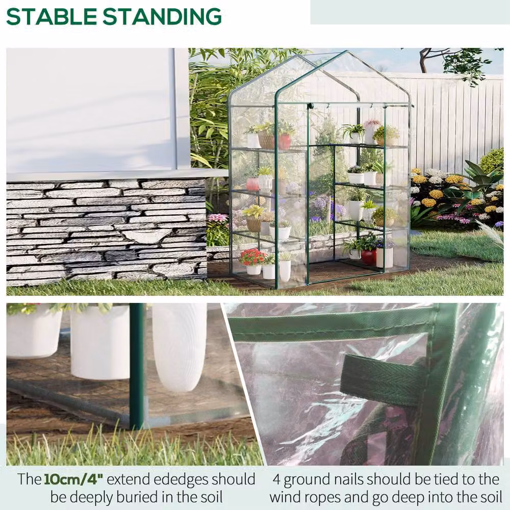 STILVORA Walk-In Greenhouse with 8 Shelves, Transparent, H x W x D: 195 x 143 x 73 cm – 3