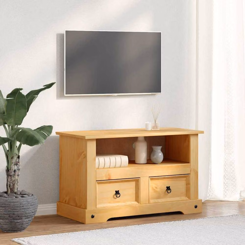Berkfield Home Corona Range Mexican Pine TV Cabinet, Brown, W/D/H: 91 x 43 x 56 cm – 2