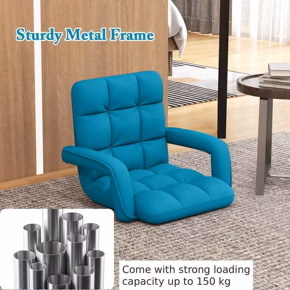 Kelvenix Blue Microfibre Floor Gaming Chair for Adults with 6-Position Adjustment – 3