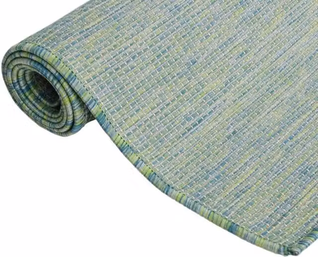 Berkfield Home Turquoise Outdoor Flatweave Rectangular Garden Rug, W: 140 cm, D: 200 cm