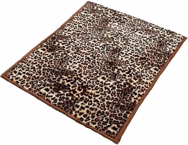SPETLEK Leopard Print Super Soft Fluffy Bed Blanket in Brown and Multicolour, W/D/H: 120 x 150 cm